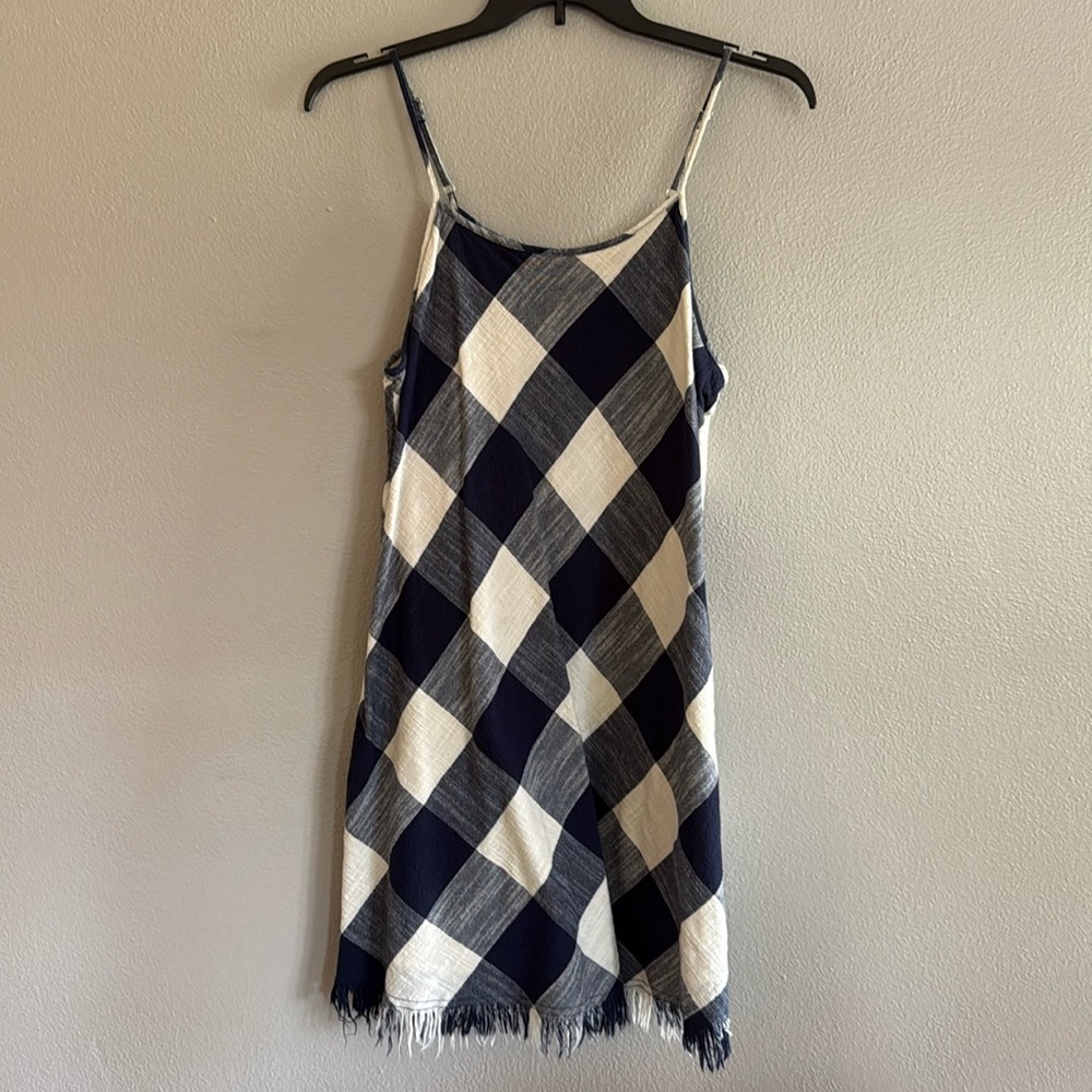 Universal Thread Navy and White Checked Plaid Mini Dress Size L